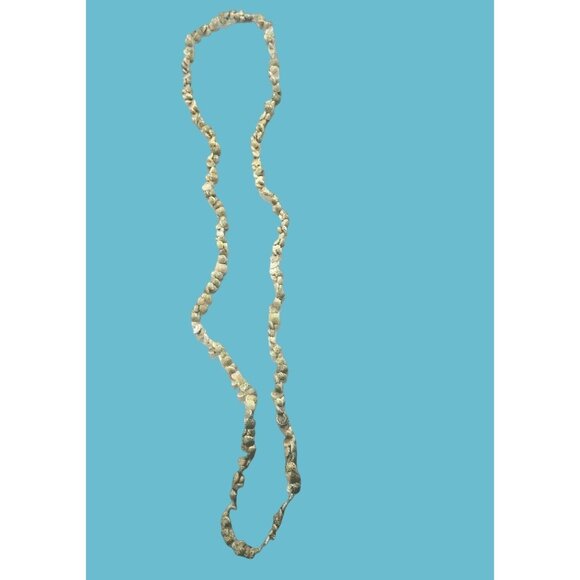 Shell Bead Necklace Beachy Boho Crafts White Gray Beige Babys Ear Snail Shape 34 - Picture 1 of 2